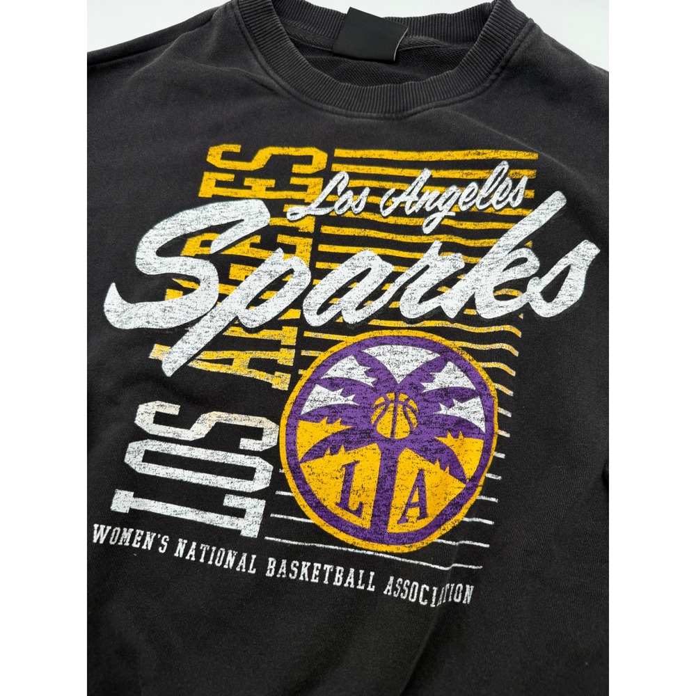 New Era Los Angeles Sparks WNBA Cropped Sweatshirt Black Graphic Pullover Small
